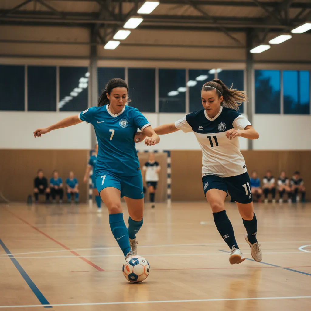Partida feminina de futsal Partida feminina de futsal
